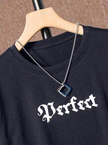 SHEIN 男大童字母圖案T恤 - 黑色 - 查看 5