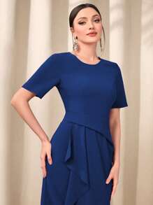 Modelyn 素色荷葉邊連衣裙 - 藏蓝色 - 查看 5