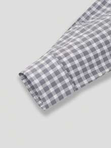 SHEIN 男小童格子圖案前蝴蝶結襯衫附帽子 - 彩色 - 查看 4