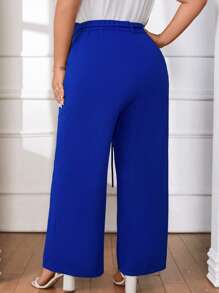 SHEIN Privé Hơn Cắt vỏ sò Quần ống rộng - Xanh đậm - Xem 2
