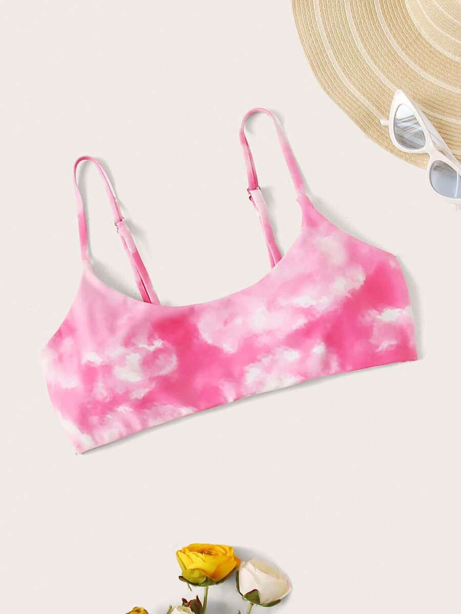 Tie Dye Bikini Top - Hot Pink - View 1
