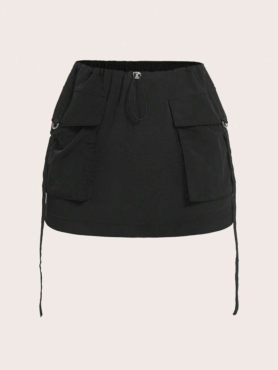 SHEIN X Antonella SHEIN ICON Figurbetonter Rock mit Pattentasche, - Schwarz - Übersicht 1