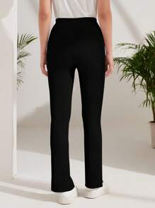 Mulvari Letter Patched Detail Split Hem Trousers - Black - View 2