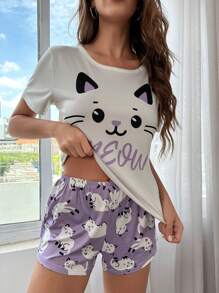 Bộ đồ ngủ/Bộ đồ ngủ họa tiết hoạt hình và chữ cái - Nhiều màu - Xem 6