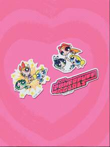 The Powerpuff Girls | ROMWE 17 件字母卡通图案纸质贴纸，可爱什锦贴纸，学校