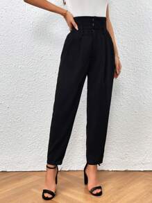 SHEIN Essnce 高腰褶皺蘿蔔褲