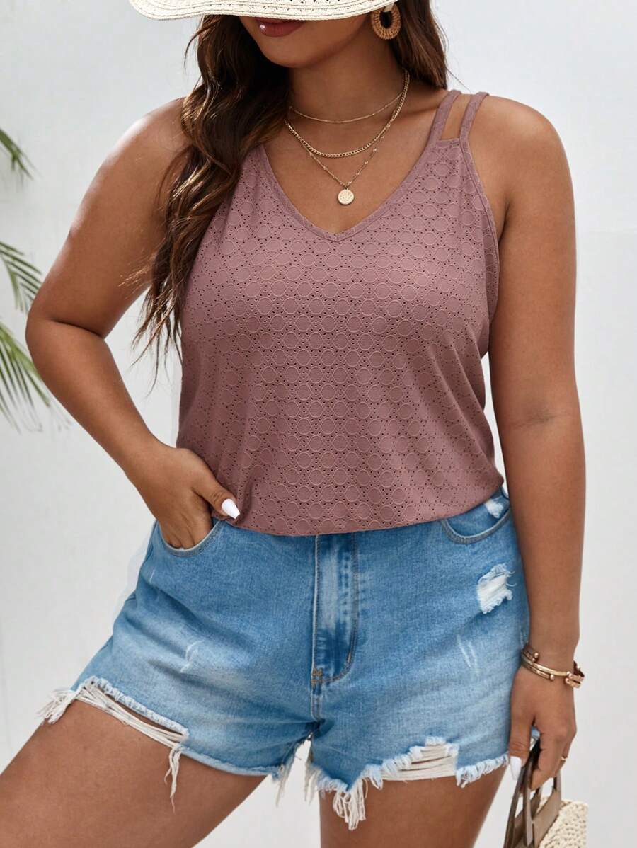 SHEIN Frenchy Plus Solid Cami Top - Dusty Pink - View 1