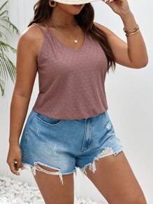 SHEIN Frenchy Plus Solid Cami Top - Dusty Pink - View 5