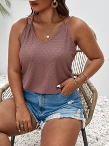 SHEIN Frenchy Plus Solid Cami Top - Dusty Pink - View 6