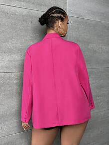 SHEIN SXY Hơn Cổ áo Nút đơn Áo vest - Màu Hồng Tươi - Xem 2