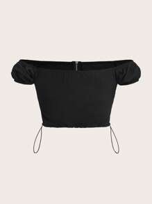 SHEIN ICON Áo sơ mi nữ Dây kéo Xù màu trơn Giải trí - màu đen - Xem 3