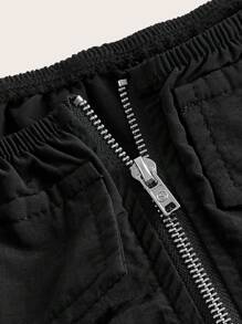 SHEIN ICON Áo sơ mi nữ Dây kéo Xù màu trơn Giải trí - màu đen - Xem 7