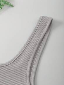 SHEIN EZwear Solid Crop Tank Top - Light Grey - View 3
