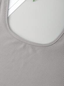 SHEIN EZwear Solid Crop Tank Top - Light Grey - View 4