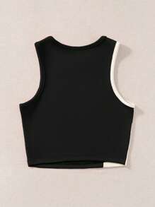 SHEIN EZwear Plus Two Tone Tank Top, Summer - Black - View 2