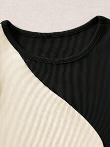 SHEIN EZwear Plus Two Tone Tank Top, Summer - Black - View 6