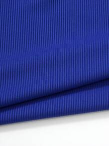 SHEIN EZwear Plus Slogan Graphic Contrast Binding Bodysuit - Blue - View 5