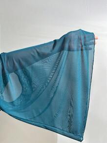 Contrast Lace Mesh PJ Set / Pajama Set - Teal Blue - View 7