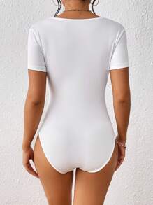 SHEIN Tall Solid Scoop Neck Bodysuit - White - View 2