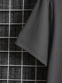 Manfinity Dauomo 男士字母圖案T恤 - 深灰色 - 查看 5