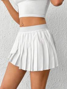 SHEIN EZwear 素色百褶裙裤 - 白色 - 查看 5