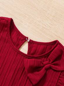 SHEIN 女大童前蝴蝶結荷葉邊洋裝