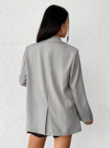 SHEIN EZwear Lapel Neck Single Button Blazer - Light Grey - View 2