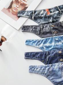 5pack Denim Effect Print Thong - Multicolor - View 6