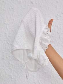 SHEIN VCAY Một bờ vai Lỗ gắn thêu áo tay bướm Áo phông Crop - trắng - Xem 7