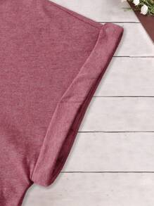 INAWLY 女士标语图案T恤 女士上衣 - 藕粉色 - 查看 4