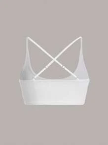 SHEIN EZwear 素色吊帶短上衣 - 白色 - 查看 2