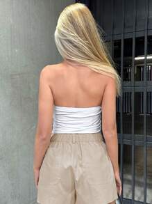 SHEIN EZwear 蕾絲邊抹胸上衣 - 白色 - 查看 3