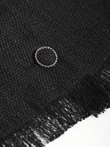 DAZY 素色前紐扣毛邊短款襯衫 - 黑色 - 查看 3