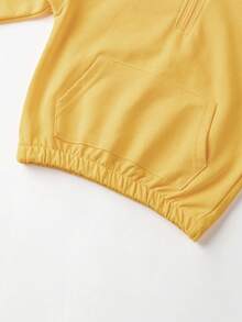 Đứa bé trai Túi kangaroo Một nửa khóa kéo Áo len & Quần nỉ - Màu vàng - Xem 4