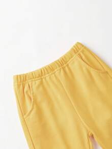 Đứa bé trai Túi kangaroo Một nửa khóa kéo Áo len & Quần nỉ - Màu vàng - Xem 5