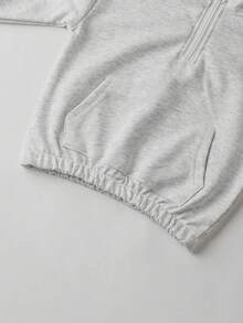Đứa bé trai Túi kangaroo Một nửa khóa kéo Áo len & Quần nỉ - Xám - Xem 4