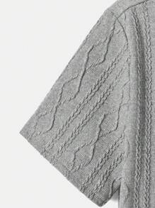 SHEIN Boys Solid Tee & Trousers PJ Set - Light Grey - View 9