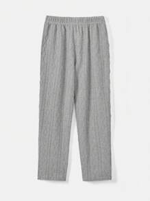 SHEIN Boys Solid Tee & Trousers PJ Set - Light Grey - View 10