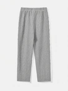 SHEIN Boys Solid Tee & Trousers PJ Set - Light Grey - View 11