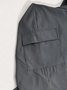 SHEIN EZwear Hơn Túi nắp bên cạnh Nàng tiên cá Hem Váy chở hàng - Xám - Xem 4