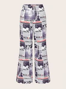 SHEIN Coolane Quần nữ Nút Dây kéo Con số Lá thư Giải trí - Nhiều màu - Xem 1