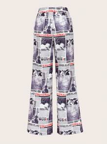 SHEIN Coolane Quần nữ Nút Dây kéo Con số Lá thư Giải trí - Nhiều màu - Xem 2