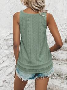 SHEIN LUNE 素色網眼刺繡背心上衣 - 薄荷綠 - 查看 2