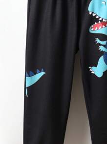 SHEIN Young Boy Dinosaur Print 3D Patched Design Joggers - Black - View 4