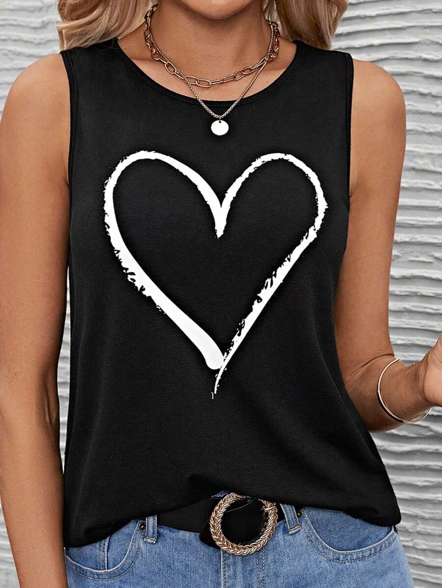 SHEIN LUNE Áo khoác và áo lót dành cho xe tăng nữ Tim Giải trí - màu đen - Xem 1