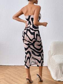 SHEIN Privé 滿版印花抹胸上衣和鉛筆裙 - 彩色 - 查看 2