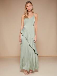 SHEIN Belle Ruffle Trim Cami Bridesmaid Dress