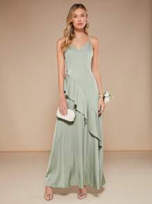 SHEIN Belle Ruffle Trim Cami Bridesmaid Dress