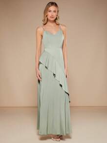 SHEIN Belle Ruffle Trim Cami Bridesmaid Dress