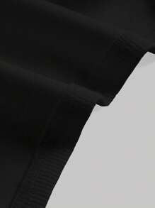 SHEIN MOD Solid Ribbed Knit Crop Tee - Black - View 4
